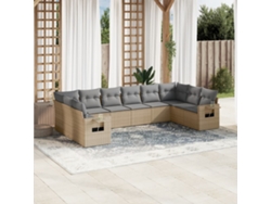 Conjunto de 10 sofás de jardín con cojines de mimbre beige de DKD Home Decor