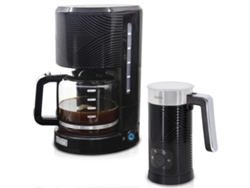 Elegance Set Cafetera Goteo 10 Tazas Café Filtro Espumador Leche Eléctrico Espuma Fría/Caliente, briebe, SKT1188BLK, negro