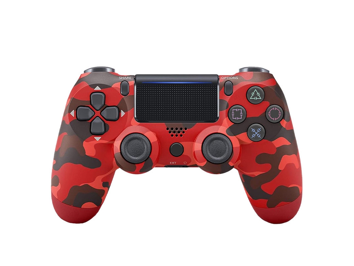 Mando Bluetooth Con Estampado De Camuflaje Rojo, Compatible Con Ps4 Y Pc, Diseño Ergonómico Y Control Preciso. (132 Comandos)
