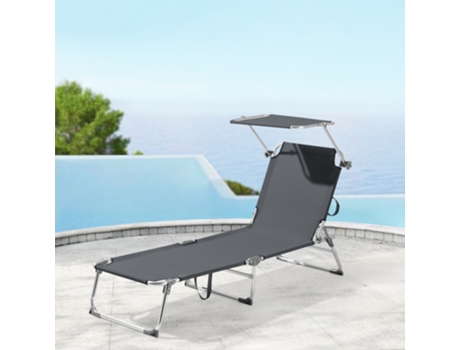 Tumbona Plegable Legorreta [EN.CASA] Gris Oscuro (189 x 57 x 28 cm )