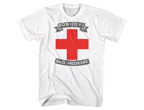 Camiseta ROCKINSTONE Blanca Bad Medicine Bon Jovi (S)