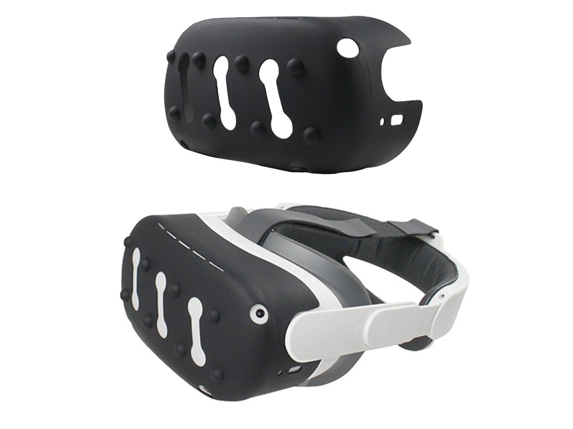Capa Protetora De Silicone Para Capacete Vr Oculus Quest 2 Resistente A Impactos E Arranhões Branco/preto
