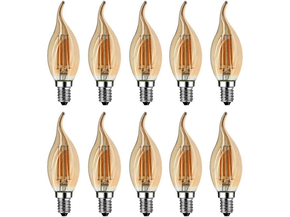Bombilla Led E14 Tipo Llama, 4w (equivalente A 40w), Luz Blanca Cálida 2700k, Cristal Marrón, Cri80