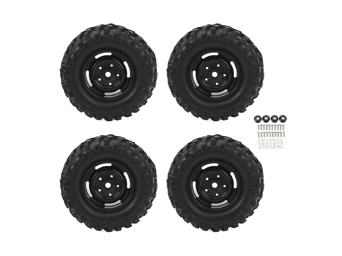 4 Neumáticos Rc Crawler De 1,9 Pulgadas De Goma Con Llanta De Plástico Para Coches Teledirigidos A Escala 1/10, Color Negro.