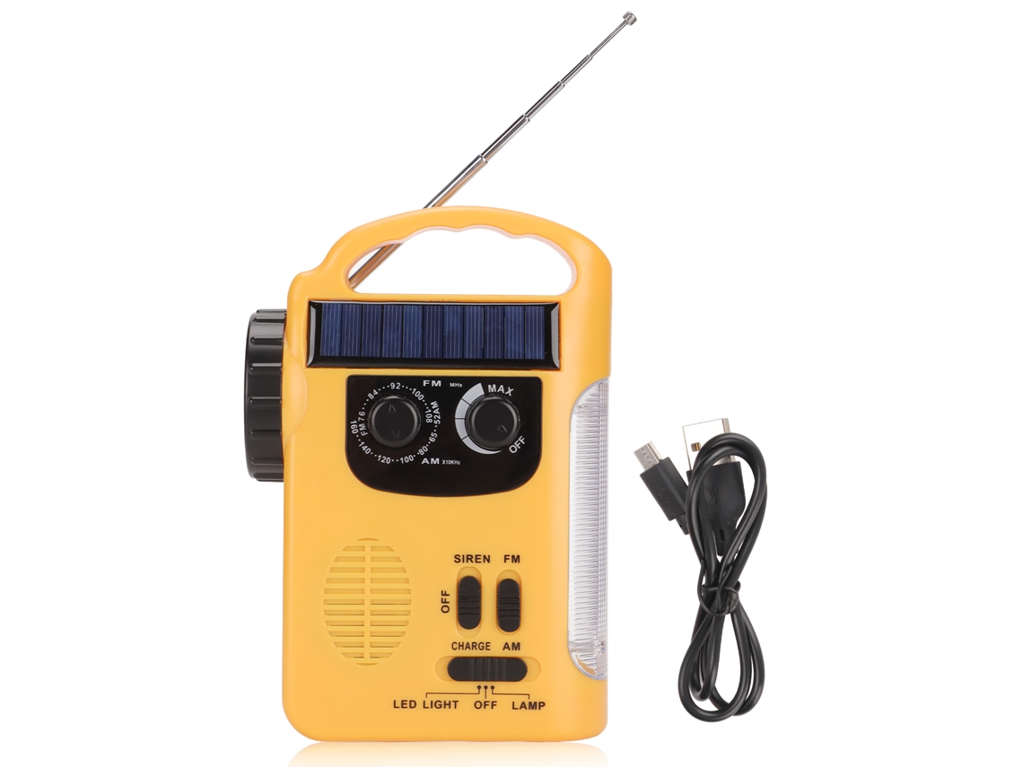 Radio De Manivela Con Energía Solar (iluminación Led, Carga Móvil)