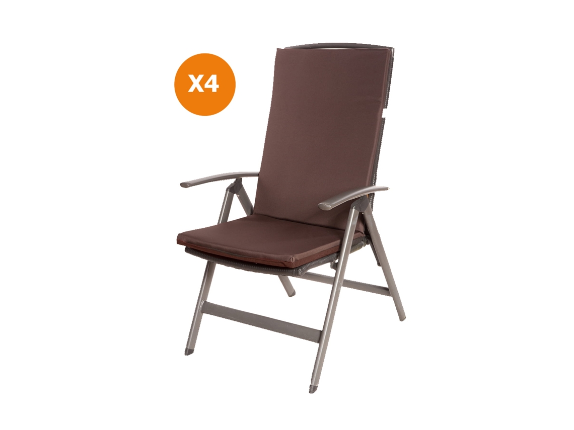 Cojín para silla 4 ud Cojín 110x47x4cm marrón cojín para silla de exterior Cojín de asiento con respaldo alto SETGARDEN