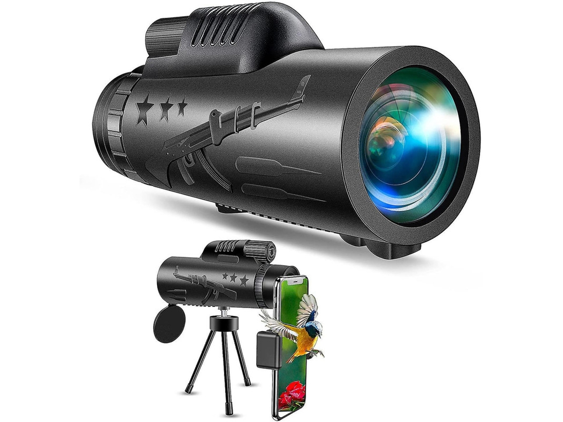 Telescopio monocular 40x60 Bak4 Prism FMC IP68 unisex para observación de aves y senderismo, color negro Yizhood