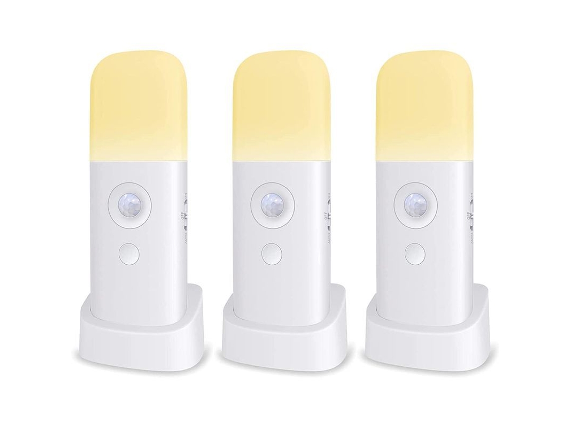 Luz Nocturna Infantil Con Sensor De Movimiento, Brillo Ajustable, Portátil, Recargable, Paquete De 3 Unidades.