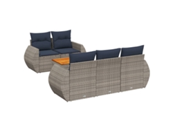 Maison Exclusive - Conjunto De Sofá De Jardín De 6 Piezas Con Cojines, Poliratán Gris