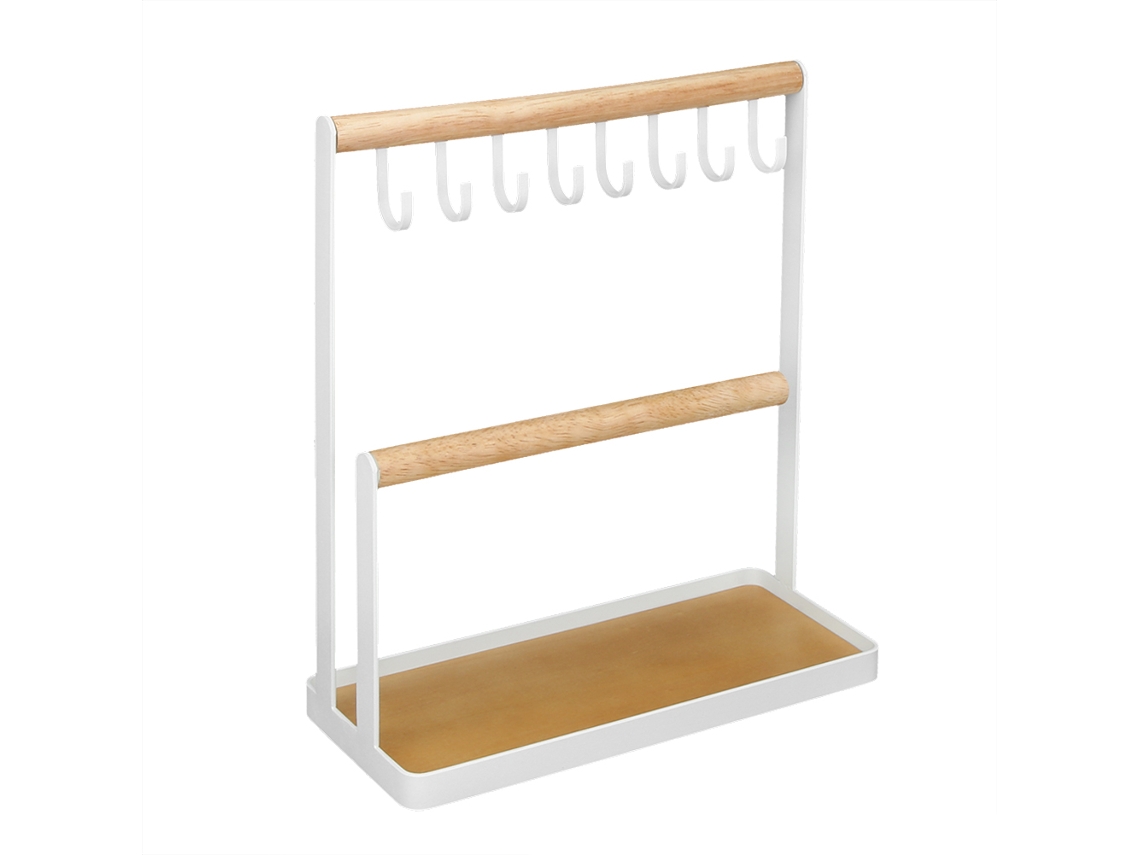 Organizador De Escritorio De 2 Niveles Para Joyas Con Ganchos Y Estante Para Pulseras Y Collares.
