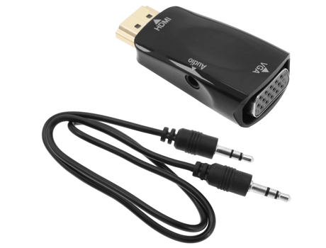 Adaptador HDMI a VGA, adaptador HDMI macho a VGA hembra, negro BISBISOUS