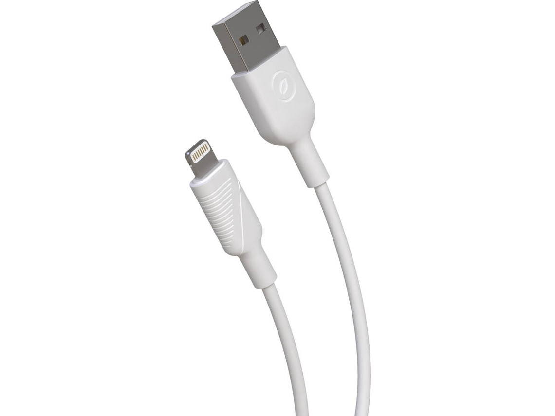 Cable de Cargador MUVIT 4A (Lightning MFI - USB - 20 cm - Blanco)