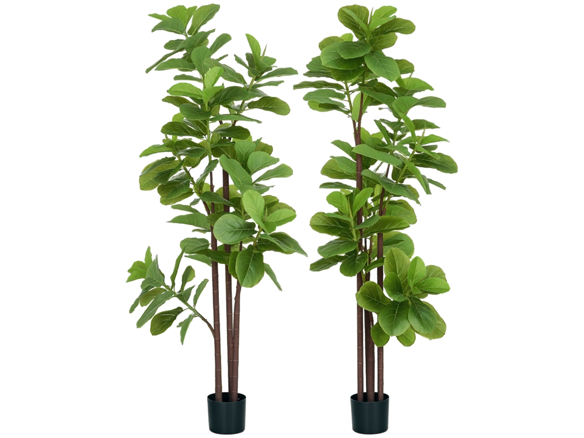Conjunto de 2 ficus lyrata artificiales, de 180 cm de altura, con maceta.