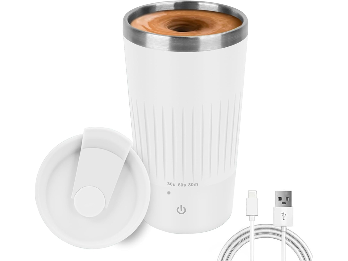 Taza Mezcladora Automática, Taza De Café Magnética Automezcladora Automática De 14 Oz Con 3 Funciones De Mezcla (blanca)
