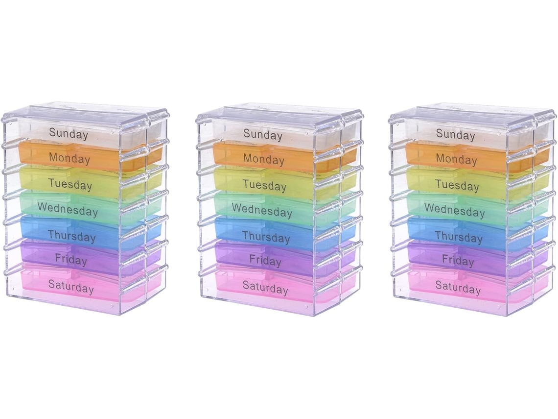 Caja Organizadora Para Pastillas De Medicamentos, 3 Usos Semanales, 7 Días.