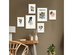 NACNIC Set De 6 Posters En Tinta Negra Flores Láminas Artísticas Estilo Boceto Para El Diseño Y Decoración De Interiores Tamaños A3 & A4 Marcos Negros