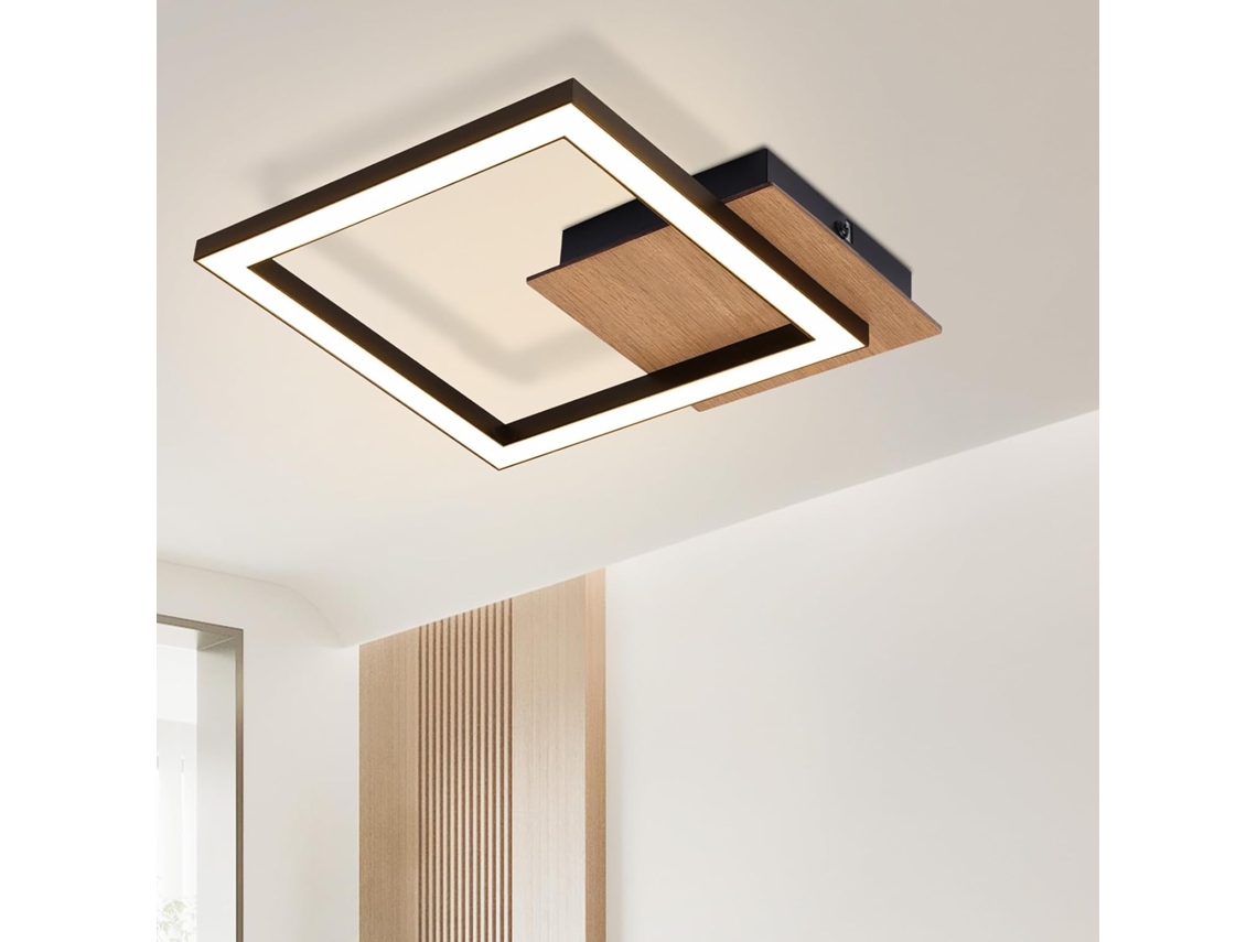 Lámpara de techo LED moderna, 12 W, 3000 K, luz blanca cálida, madera pequeña, Nettlife