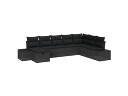 Conjunto de sofás de jardín Vidaxl de 8 piezas, ratán negro y acero