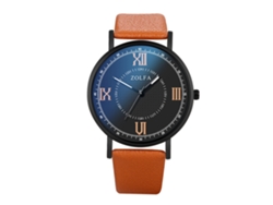Reloj De Pulsera Para Hombres De Cuero Pu Dial Redondo Casual De Cuarzo Café