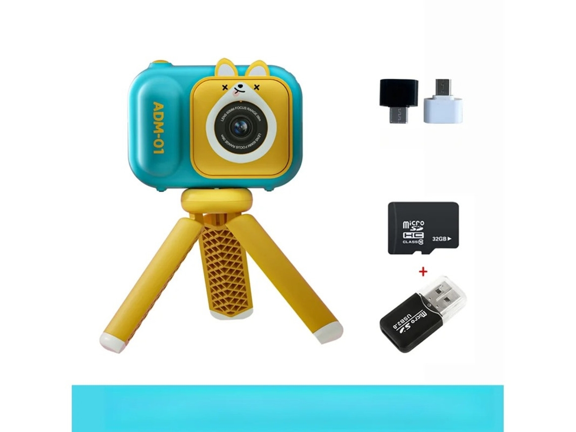 Mini cámara digital para niños, 4800 W, HD, 24 pulgadas, con trípode, 32 g, color azul, Yizhood