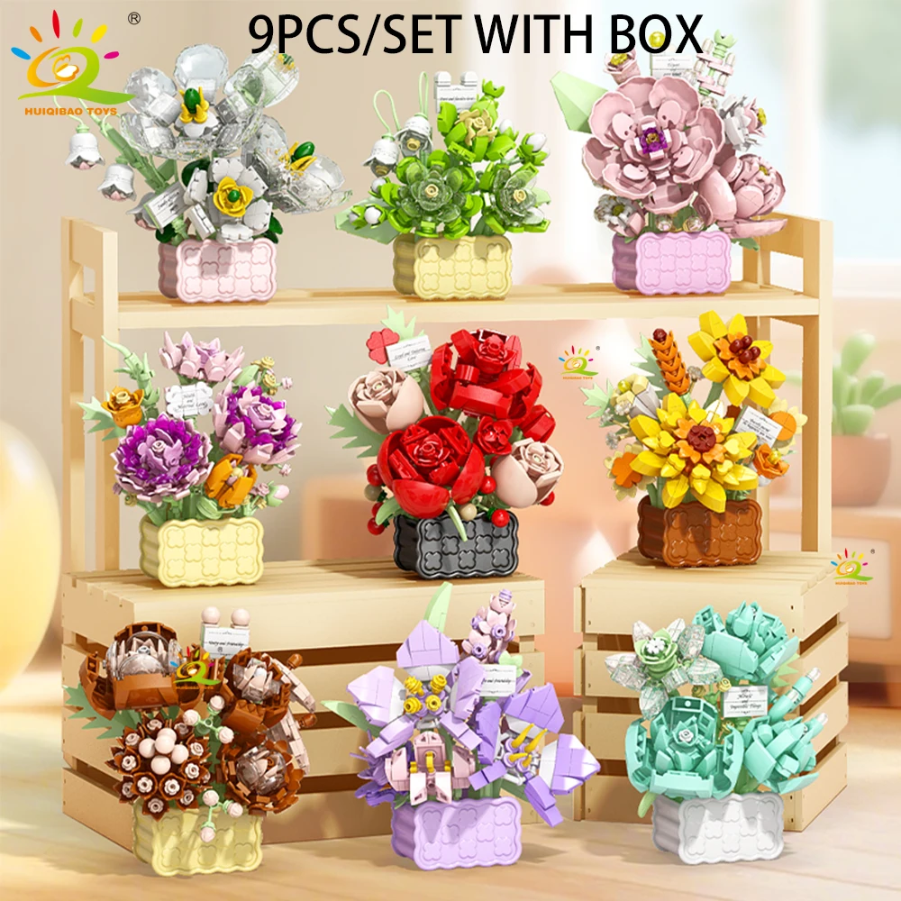 (1 Set) Moc Mini Flor con Jarrón Modelo Bloques de Construcción Miniatura Ramo Decoración de Mesa Eterna
