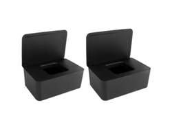 2 Cajas De Toallitas Húmedas, Dispensador De Toallitas Plástico Con Tapa, Almacenamiento Antihumedad Para Bebé, Negro