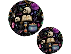 Juego De 2 Salvamanteles Algodón Tejido Estampado Calaveras Para Cocina