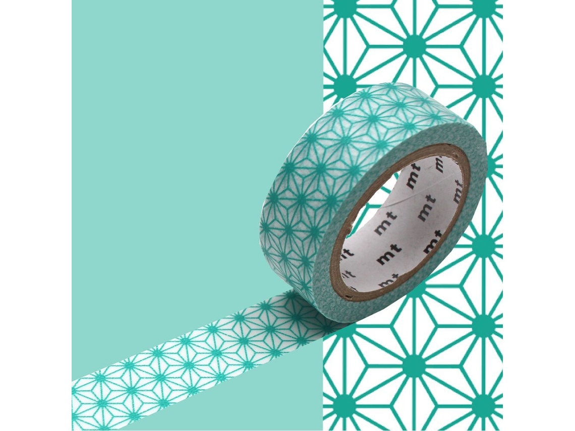 Cinta adhesiva decorativa estrellas Asanoha - Verde - 1,5 cmx7 m