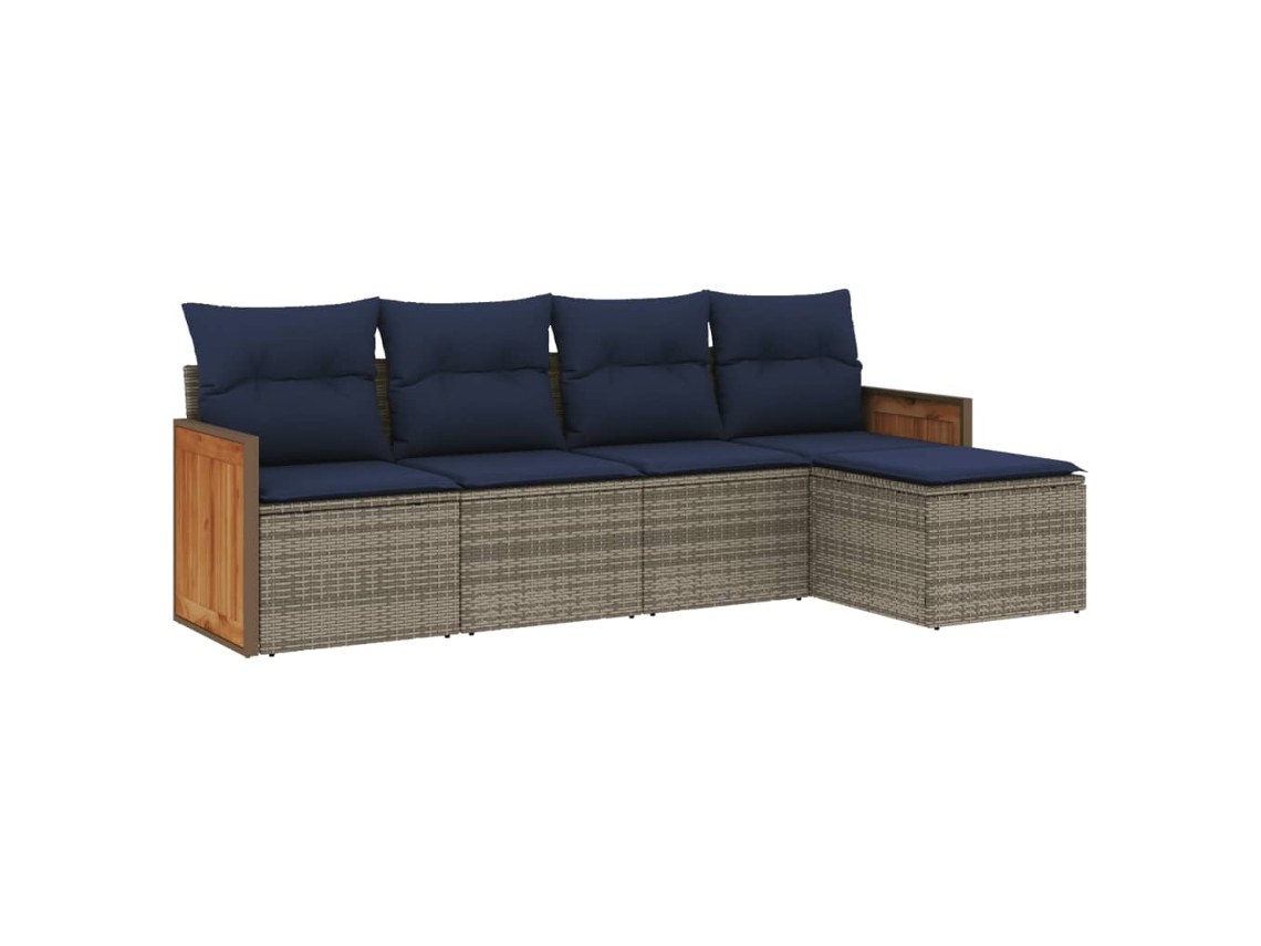 Maison Exclusive - Conjunto De Sofá De Jardín De 5 Piezas Con Cojines, Poliratán Gris