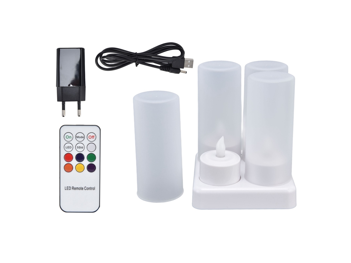 2026-velas Led Sin Llama Recargables Con Control Remoto Y Base De Carga, Luces De Tealight Coloridas Para Fiestas (100-240v)
