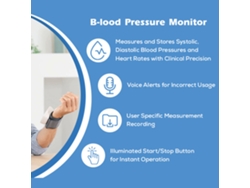 Pulsera Monitora Digital Automática Portátil De Presión Arterial Con Coordinación De Voz En Inglés, Funciona Con Pilas Aaa.