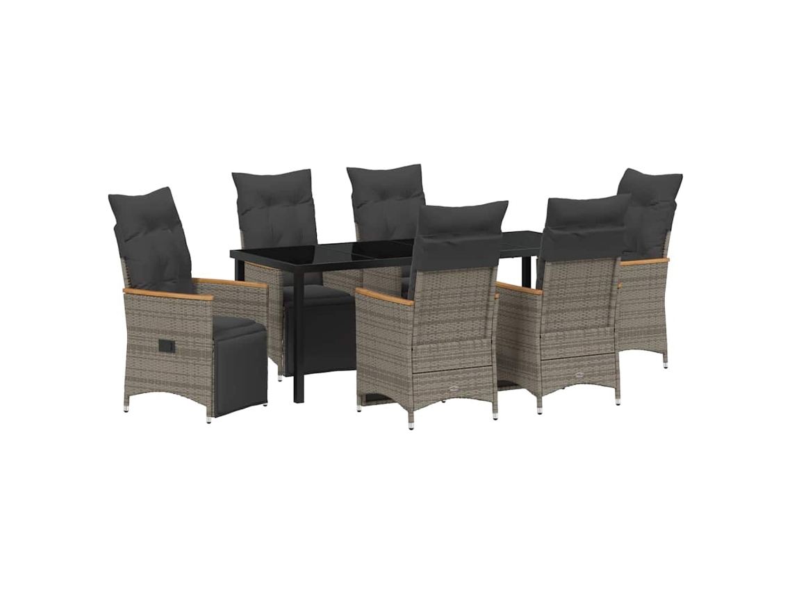 Maison Exclusive - Conjunto De Comedor De Jardín 7 Pcs Gris Ratán Sintético