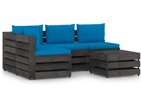 Conjunto 5 Muebles de jardín VIDAXL con cojines madera impregnada gris