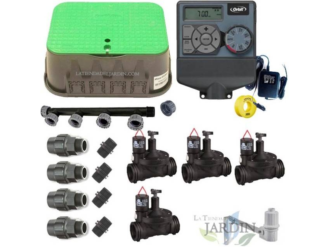 Kit Profesional Riego Automático ORBIT - Suinga de 4 Zonas 24V