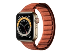 Bracelete Para Apple Watch 42/41/40/38mm - Camurça Com Imanação Quadrada | Fecho Magnético Integrado Marrom-amarelo