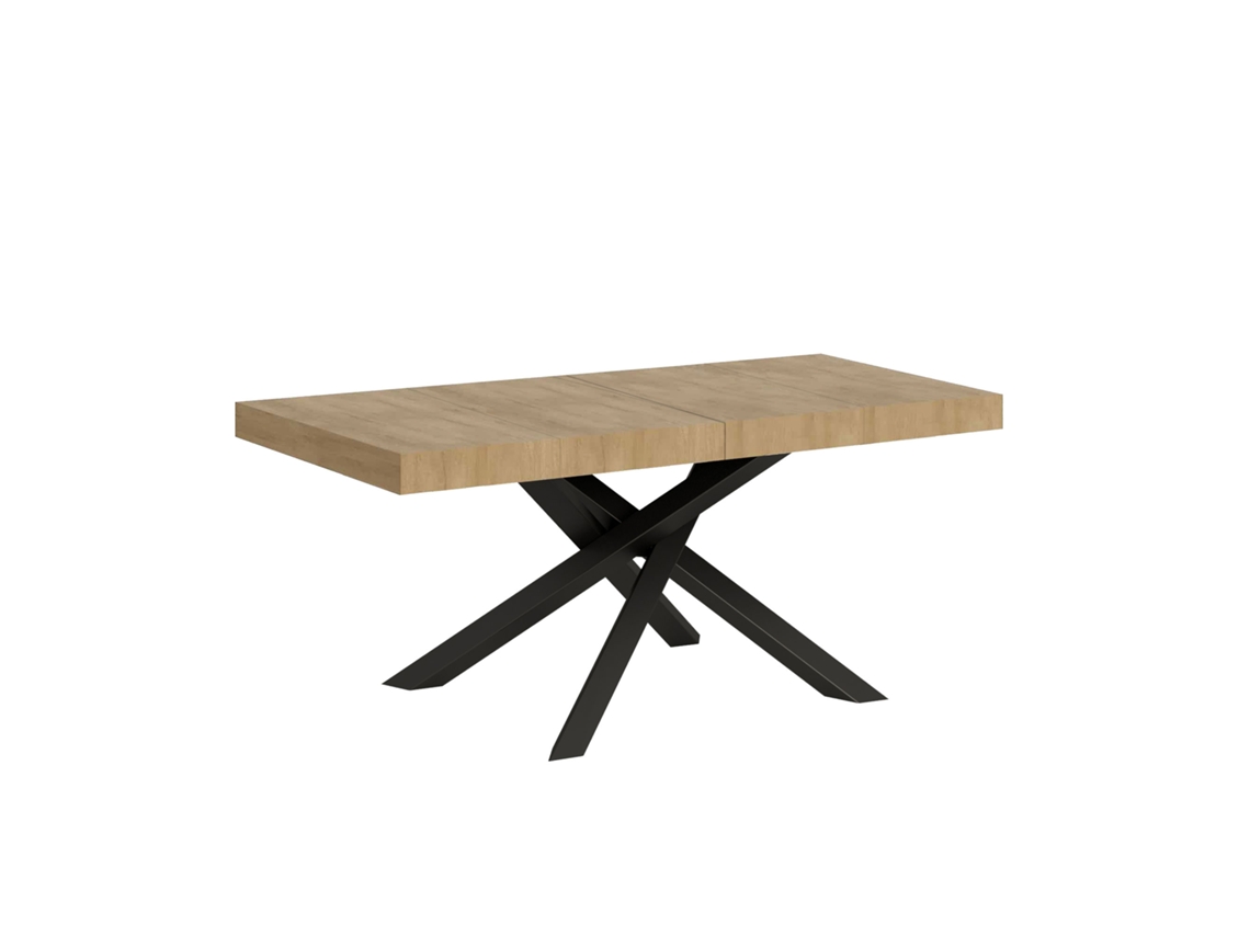Mesa extensible Volantis Premium de roble natural 120/380x90 cm con patas antracita Itamoby