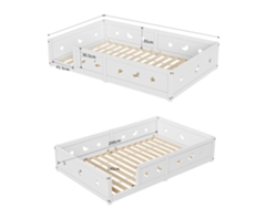Cama baja, características de seguridad, diseño minimalista, blanca - 140x200cm