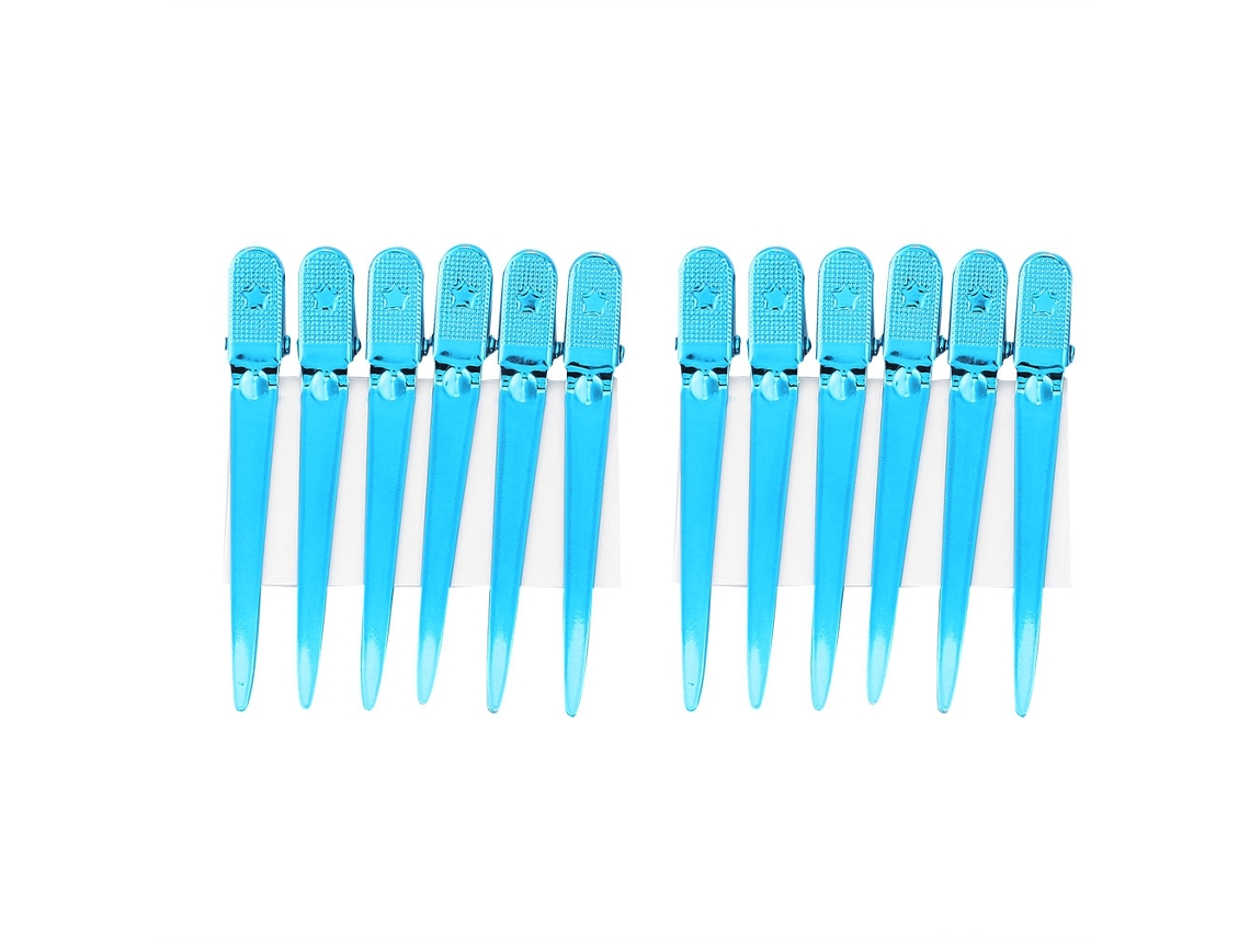 12pcs/ Caja Pinzas De Peinado Para Salón Clips De Seccionado Pelo Azules Estilo Profesional