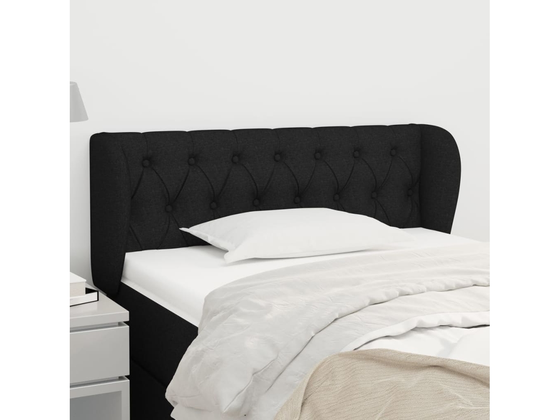 Cabecero con Alas de Tela 93x23x78/88 cm Negro