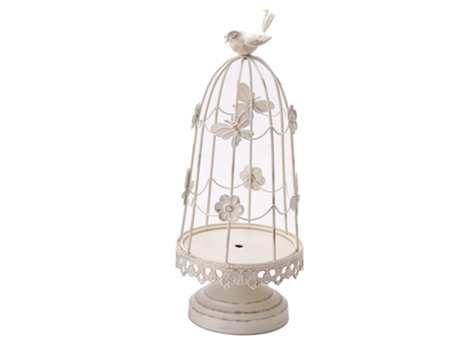 Adorno de Navidad ZMDECQNA Candelabro Decorativo Jaula Pájaros Centro Decoración Vintage Blanco (33x19x18cm)