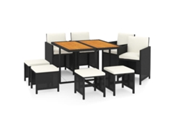 Maison Exclusive - Set De Comedor De Jardín 9 Pzas Y Cojines Ratán Sintético Negro