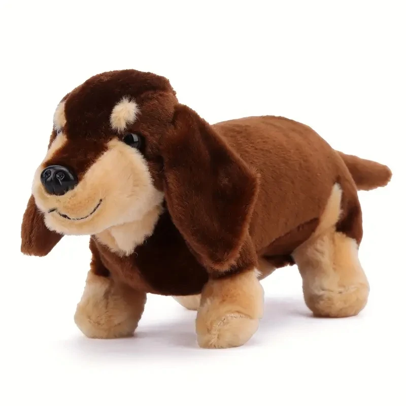 Peluche realista de perro salchicha MDUG (marrón, 25 cm)