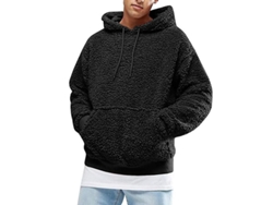 2026-sudadera Con Capucha Para Hombre De Fleece Teddy Bear Manga Larga Con Bolsillo Cqg 2xl Negro