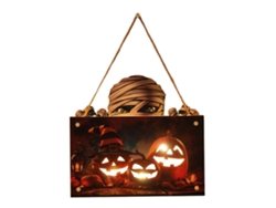 Letrero De Madera Iluminado Con Diseño De Calabaza Para Decoración De Pared/puerta De Halloween.