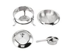 Juego De Buffet Con Calentador De Alimentos Redondo De Acero Inoxidable Y Calentador Portátil, 20 Cm.