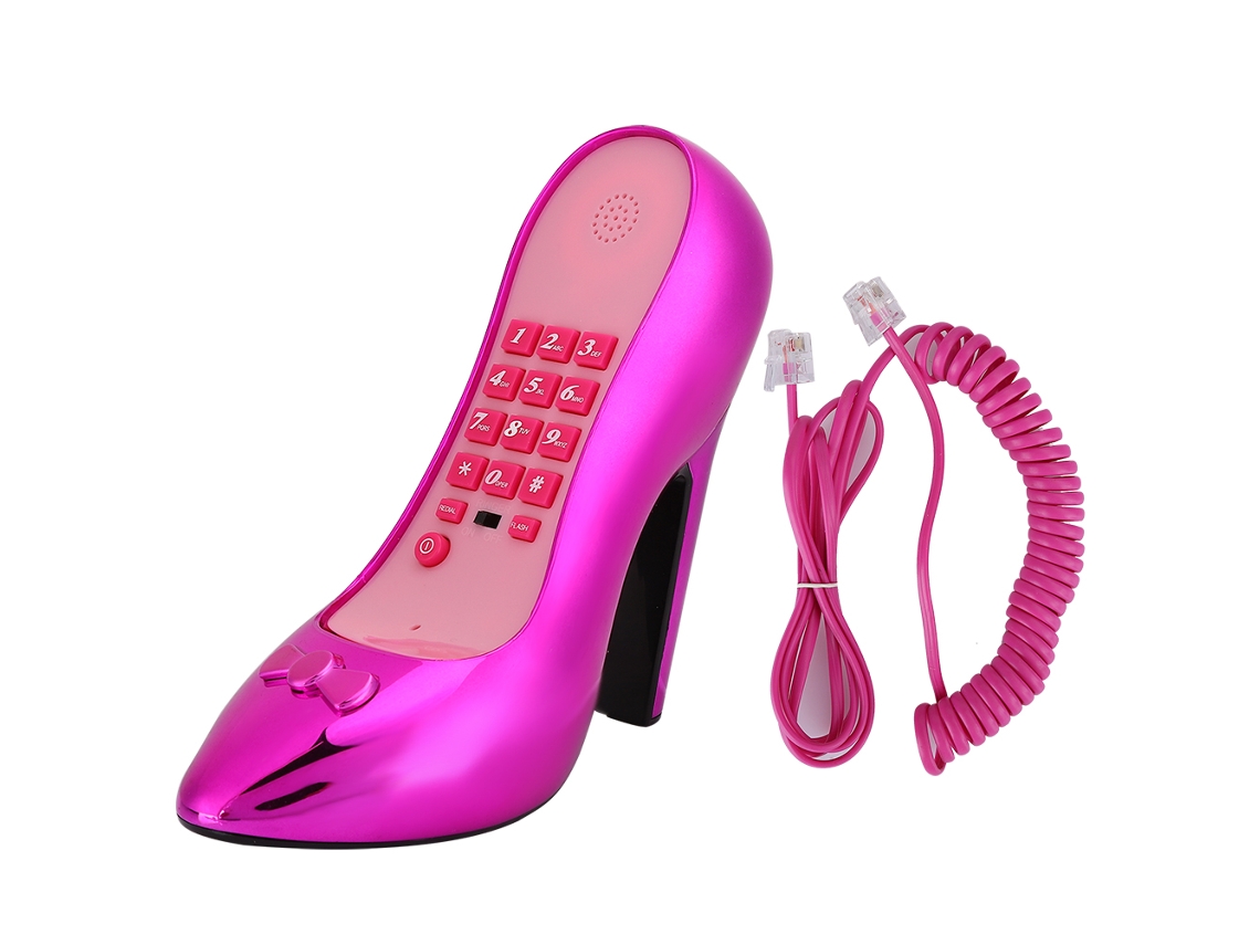 Teléfono de escritorio de tacón alto para el hogar, estilo elegante, galvanizado, morado