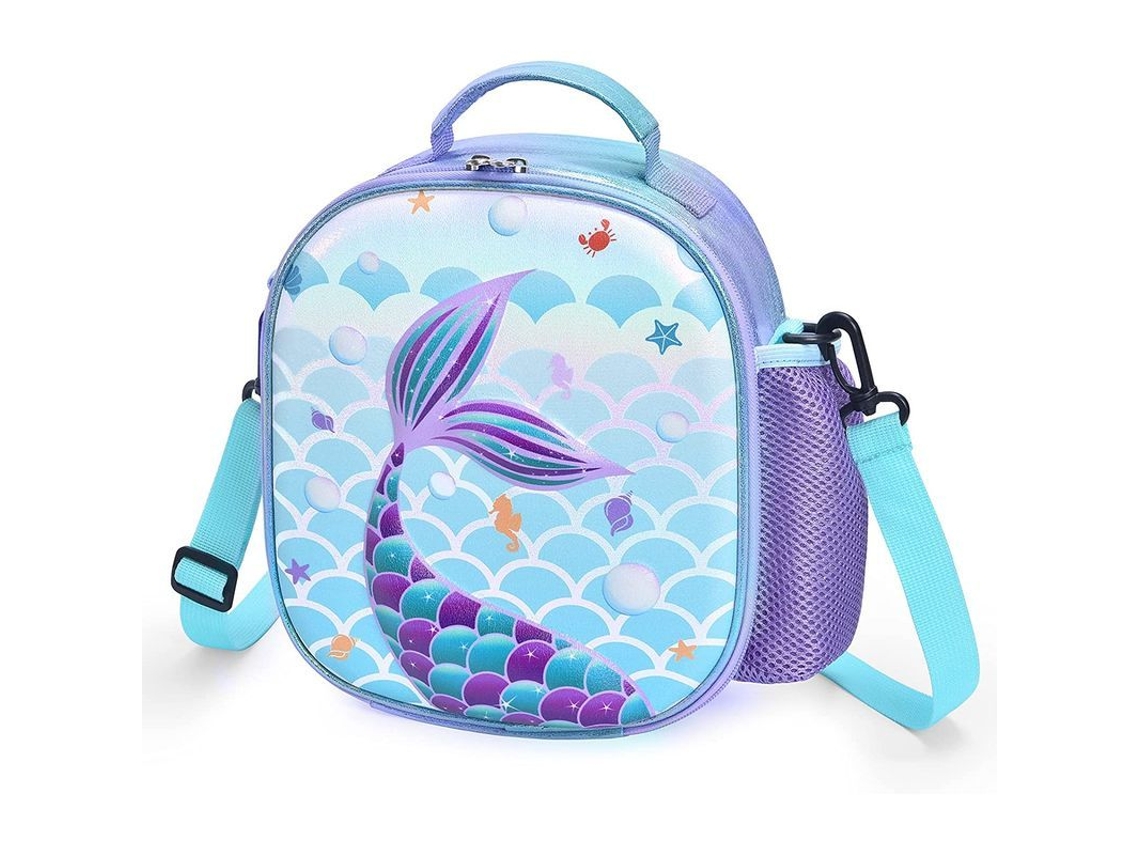 Bolsa De Almuerzo Mermaid 3d Aislada Para Niñas Colegio Picnic Compras Bandolera Brillante