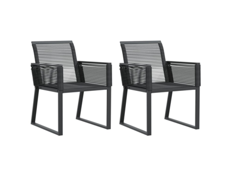 Conjunto 2 Silla De Jardín VIDAXL Negro Poli Ratán