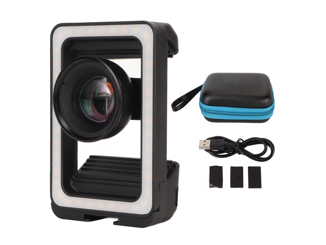 Lente Macro Hd 4k De 100 Mm Para Teléfonos Móviles Con Luz Led De Relleno Y Clip Portátil Universal.
