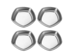 Juego de 4 platos para servir de acero inoxidable, poligonales MEOIRUERY